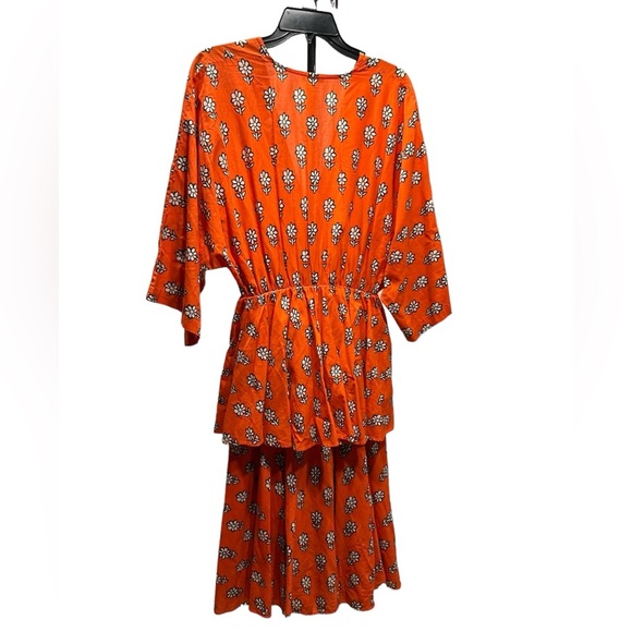Rhode Orange Floral Print Midi Length Dress size S - Picture 2 of 12